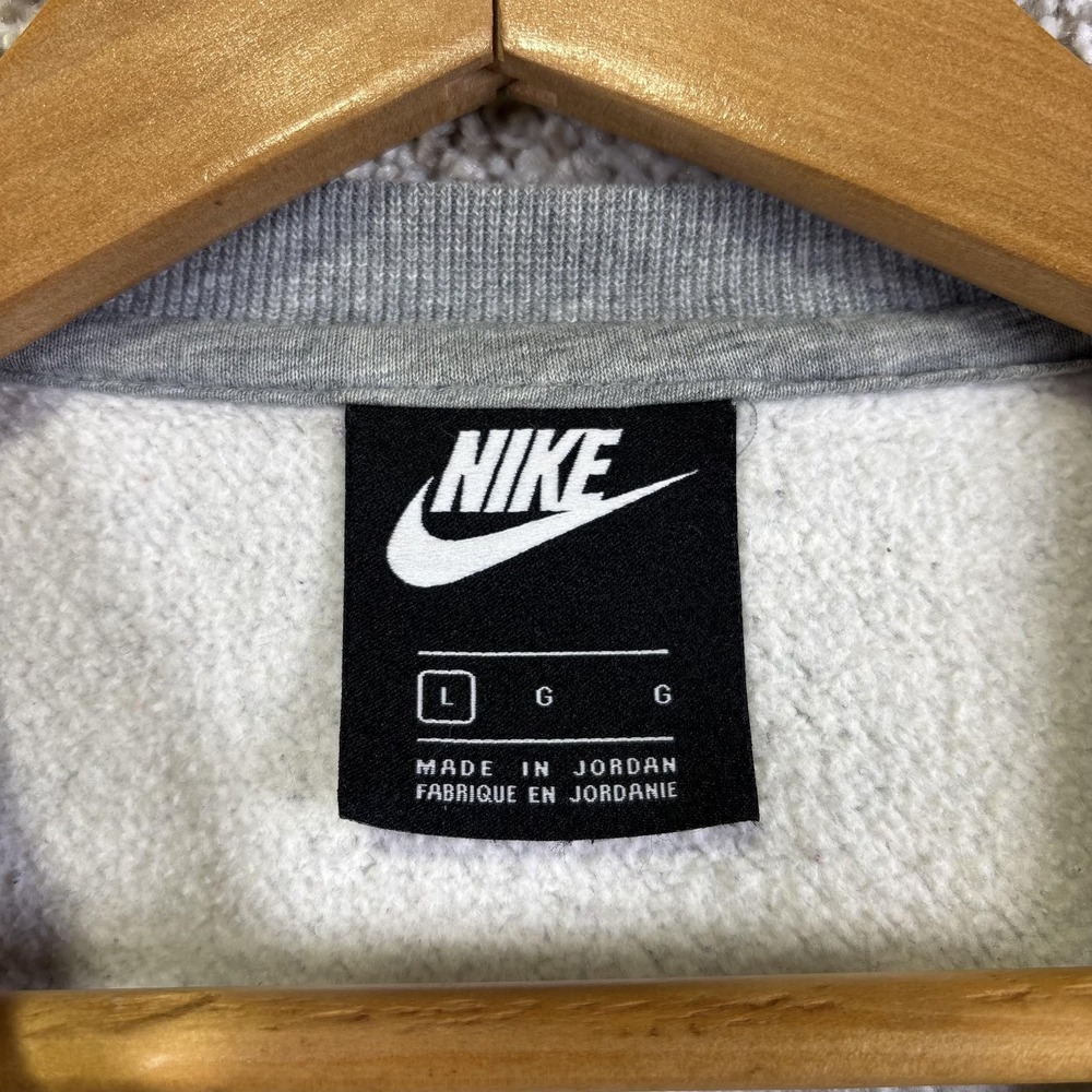 Nike Sweatshirt Mens Large Gray Fleece Crewneck Pullover Swoosh Logo Casual - Picture 3 of 7